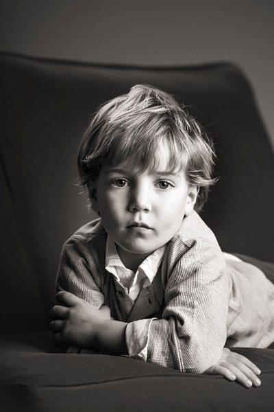 black &amp; white boy on couch - Flo McCall Photography