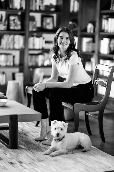 black and white portrait  with dog - Flo McCall Photography