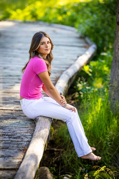 girl in pink shirt on bridge - Flo McCall Photography 