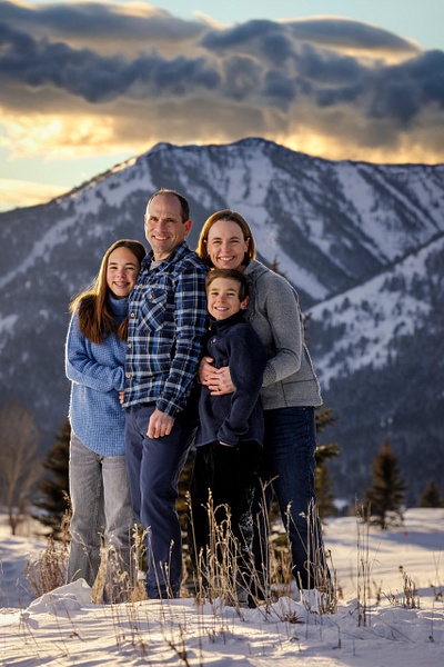 winter portrait of family with sunset - Flo McCall Photography 
