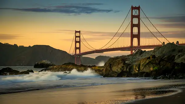 Sunset Over Golden Gate Bridge by lisaacampbell
