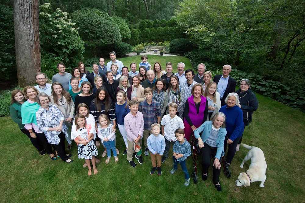 Family Reunion in a Lush Garden Setting