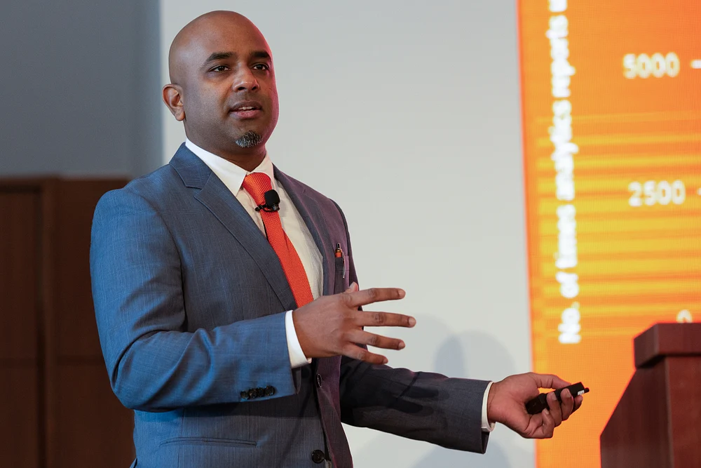 Engaging Public Speaker Presenting at a Conference