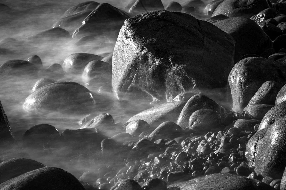 Misty Rocks in Monochrome Serenity