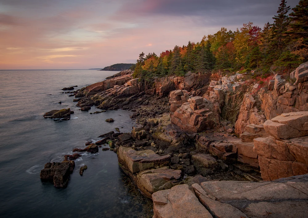 Autumn Twilight Over Acadia's Rocky Coastline