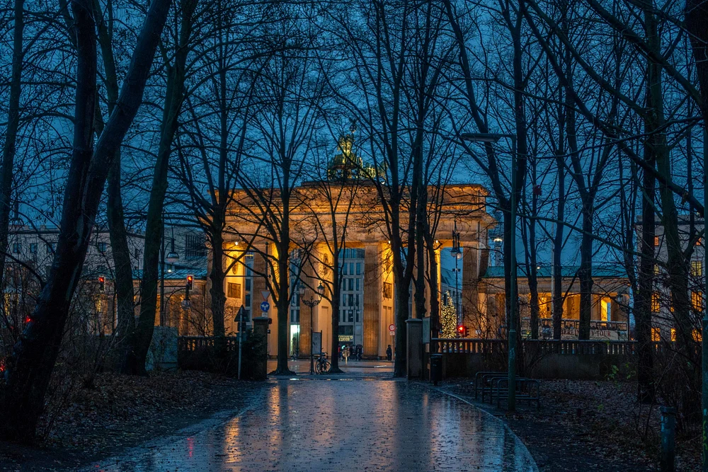 Brandenburg Gate Illuminated at Blue Hour in Berlin