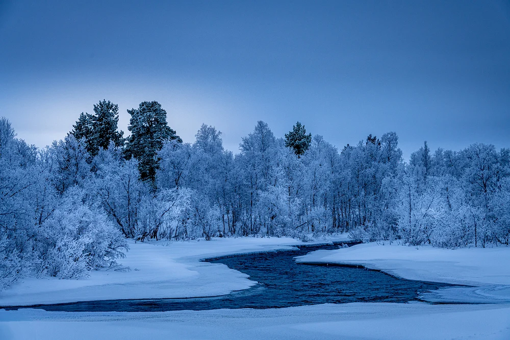Serene Winter Landscape in Kiruna, Arctic Circle