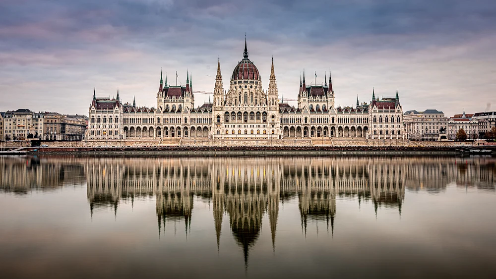 Stunning Winter Sunrise at Budapest Parliament Building