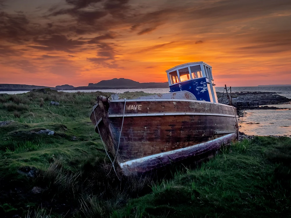 Derelict Boat at Sunset on the Island of Muck