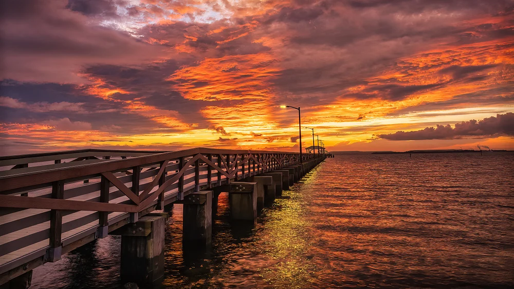 Vibrant Sunset Over Ballast Point Pier
