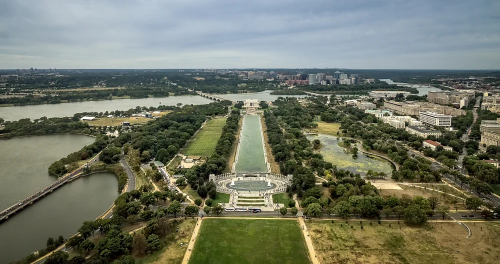 Aerial View of the Reflecting Pool in Washington, D.C.