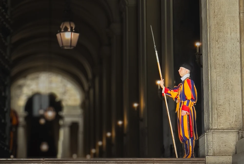 Swiss Guard in Traditional Uniform at Vatican City