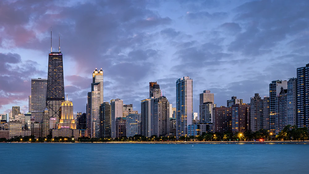 Chicago Skyline at Twilight: Iconic Lake Michigan View with John Hancock Center