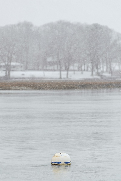 York River Buoy in Snowstorm - Winter in New England - Jim Rothenberg