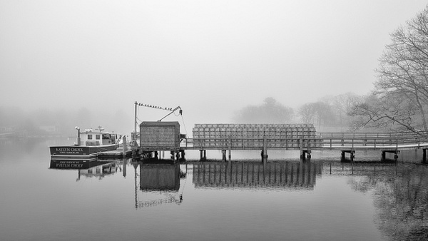 York Harbor Foggy Morning - Maine in Black in White - Jim Rothenberg