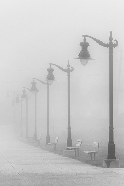 Fog and Leading Lines-Short Sands Beach - Maine in Black in White - Jim Rothenberg