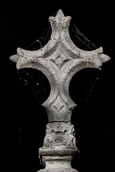 Cross &amp; Webs-Mt Auburn Cemetery - Black and White - Jim Rothenberg
