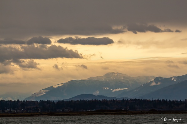 Looking East Across Padilla Bay - Snow Clouds Looming - Landscapes - Rising Moon NW Photography  