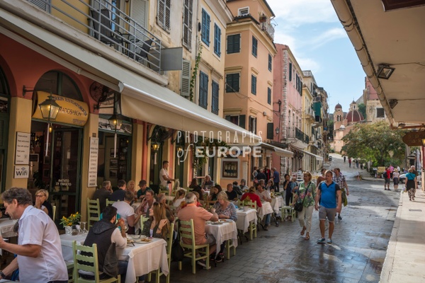 Streetlife-and-cafe-Corfu-Old-Town-Corfu-Greece - Photographs of Europe