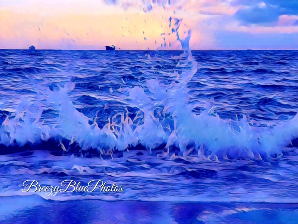 Breezy Blue Ocean Graphic Art - Chinelo Mora