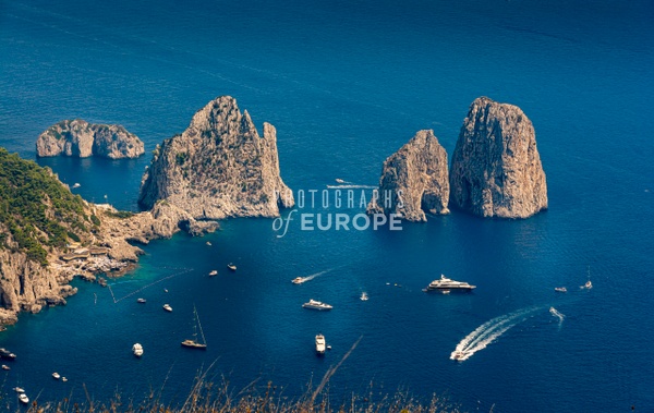 Faraglioni-Rocks-from-Mount-Solaro-Capri-Italy - Photographs of the Amalfi Coast, Capri and Sorrento, Italy 