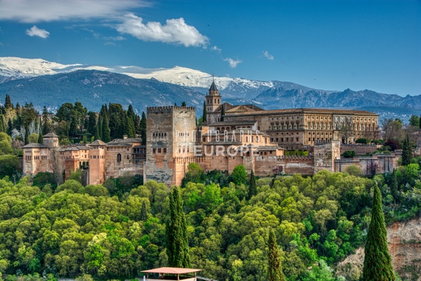 Alhambra-Palace-with-Sierra-Mountains-Granada-Spain - Photographs of Granada, Spain 