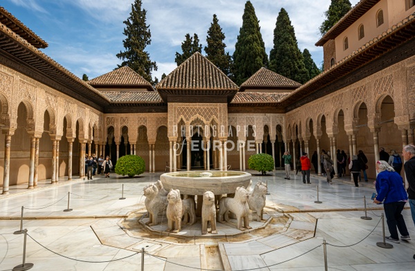 The-main-courtyard-Palace-of-the-Lions-Alhambra-Granada-Spain - Photographs of Europe
