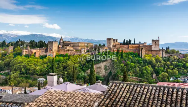 Alhambra-Palace-and-mountains-Granada-Spain by Neil...
