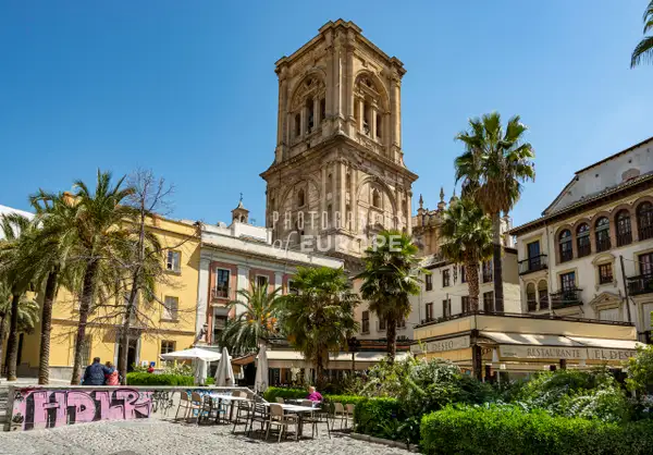 Granada-Cathedral-from-Plaza-de-la-Romanilla-Granada-Spai...