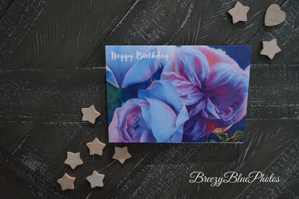 Soft Blue Rose Birthday Card - Chinelo Mora 