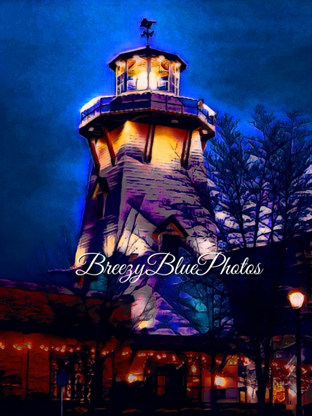 Breezy Blue Light House - Graphic Art - Chinelo Mora 