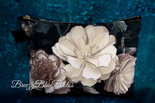 Breezy Blue Makeup Bag White Rose -  Artistic Handbags - Breezy Blue Photos