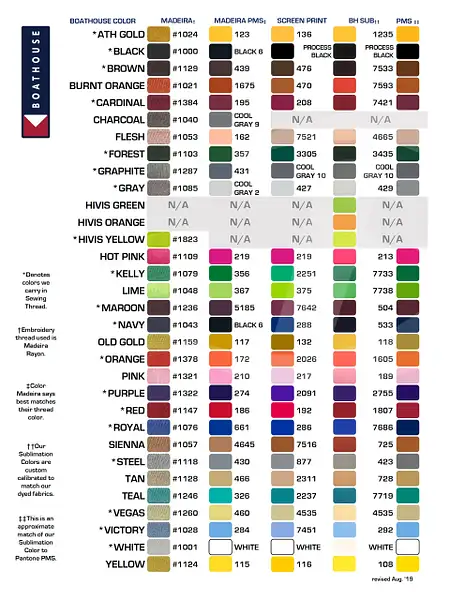 Boathouse Color Chart