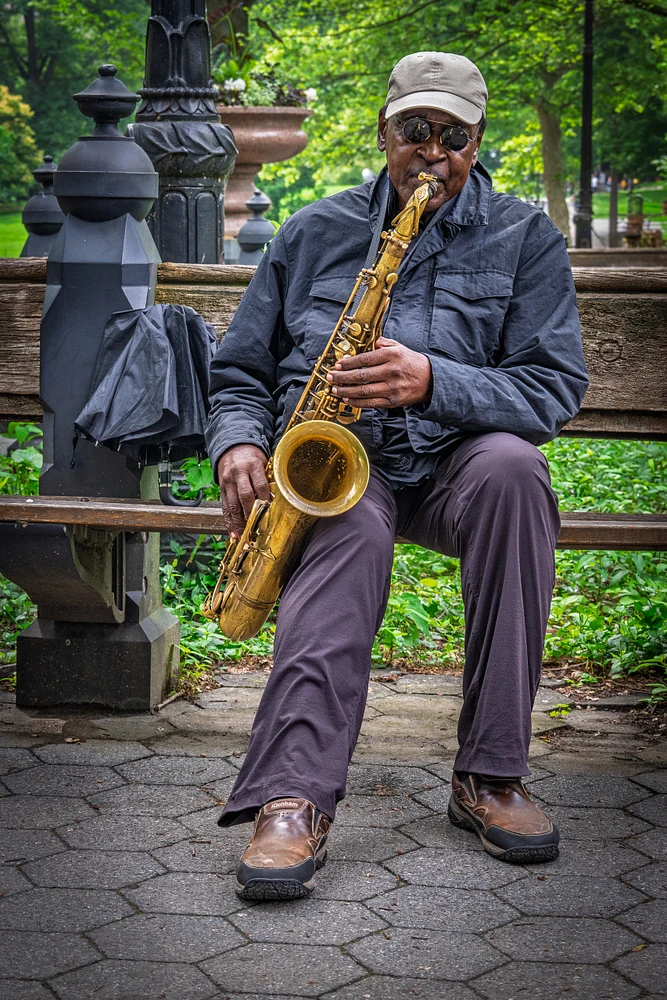 Saxophonist Performing in Central Park, New York City