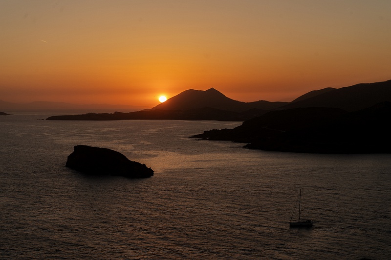 Sailboat at Sunset - Cape Sounio, Greece