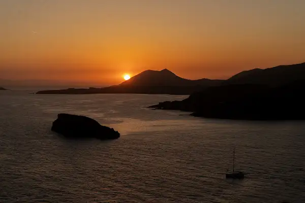 Sailboat at Sunset - Cape Sounio, Greece by MeetupPhoto