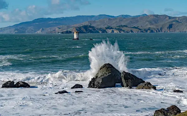 Wave Breaking on Rock - Land's End - San Francisco by...