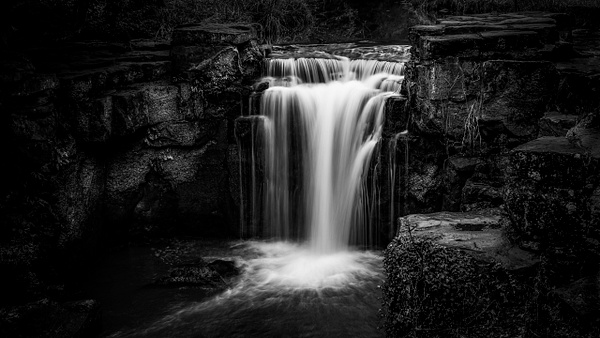 Jesmond Dene Waterfall - Fine Art Photography Gallery Of Monochrome / Black and White Subjects