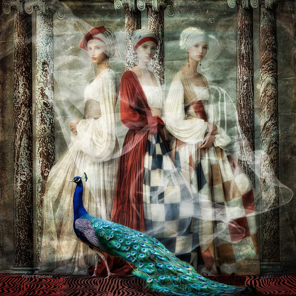 MUSES WITH PEACOK