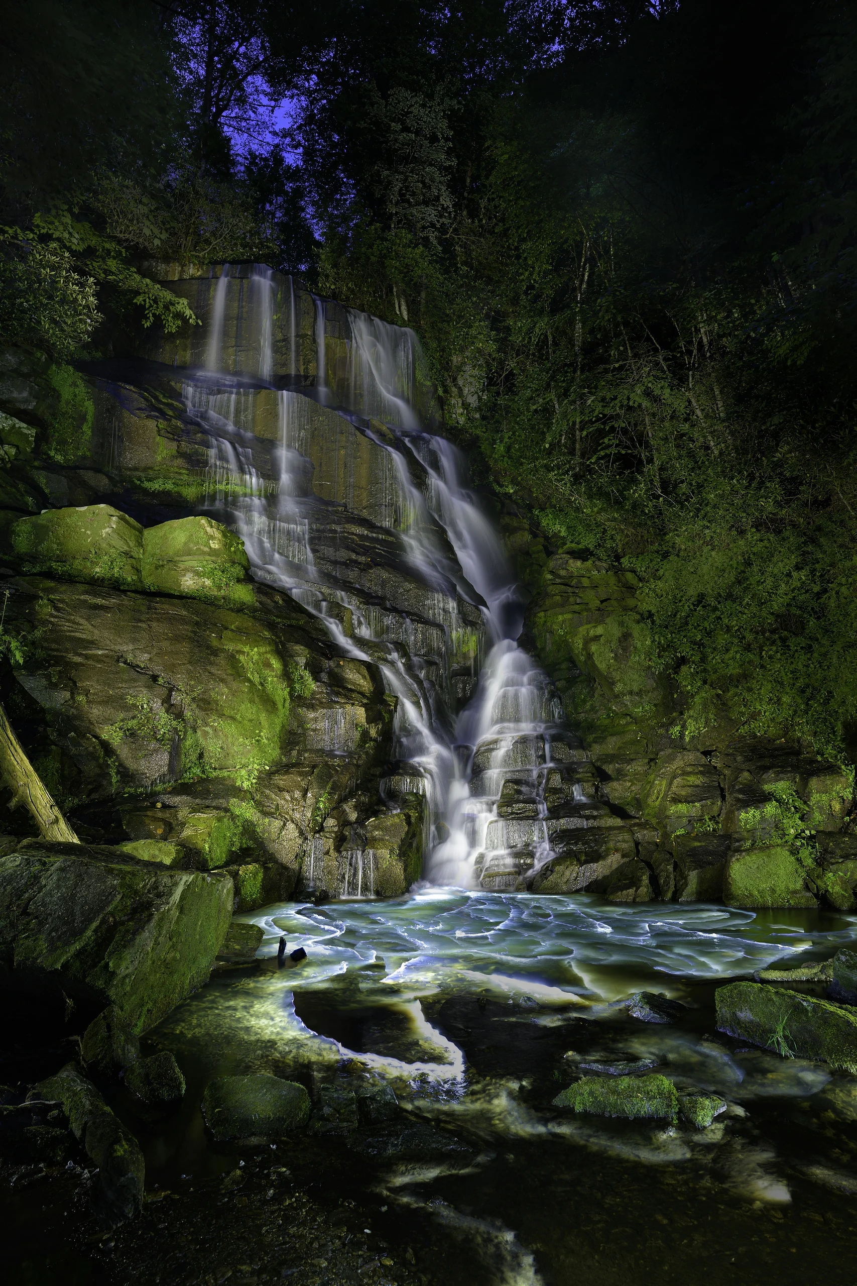 SMD- Eastatoe Falls Nightime 20230717 Falls and foreground 3