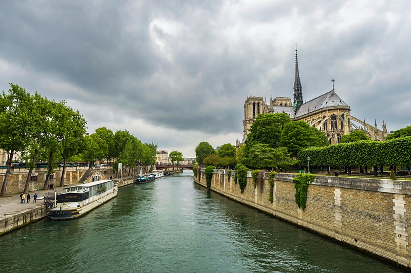 Notre Dame Cathedral and Seine River, Paris