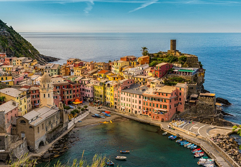 Vernazza, Cinque Terre, regarded as one of the most beautiful villages in Italy