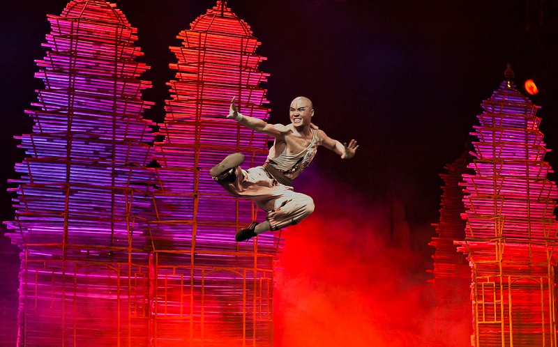 Legend of Kung Fu, Beijing, China. The show is a blend of traditional martial arts and modern theatre
