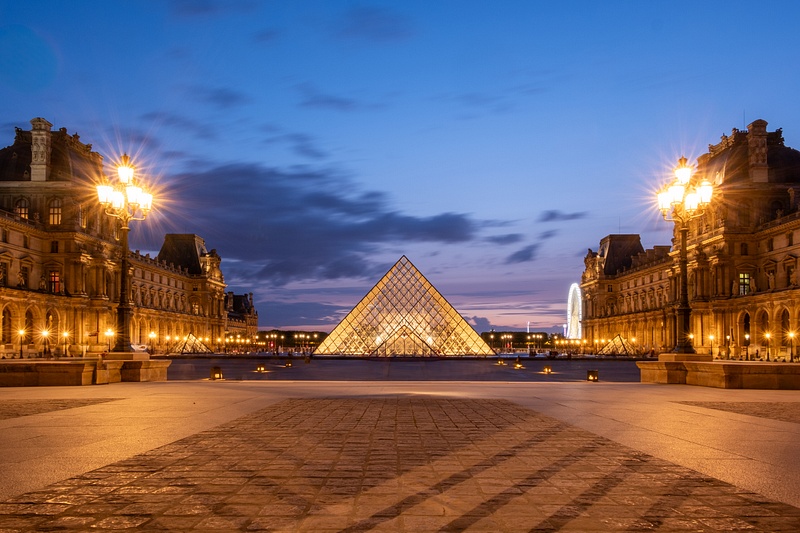 Louvre Pyramid Blue Hour
