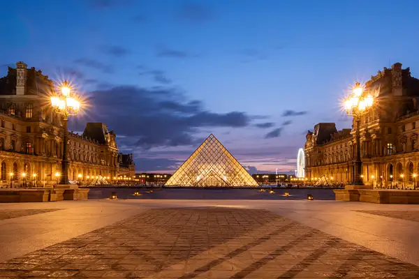 Louvre Pyramid Blue Hour by KeenePhoto