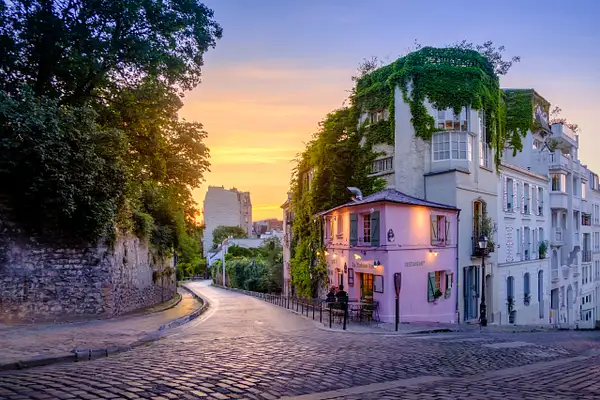 La Maison Rose Cafe in Montmartre at Sunset by KeenePhoto