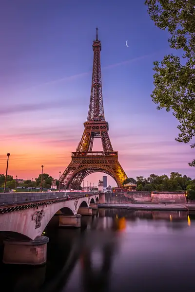 Eiffel Tower Sunrise with the Jena Bridge over the Seine...