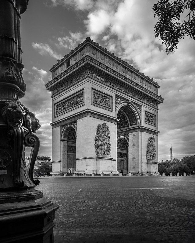 Arc De Triomphe with The Eiffel Tower