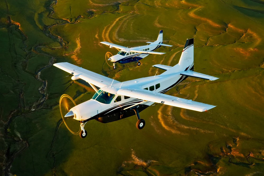 Graceful Cessna Caravans Soaring Over Kansas Hills