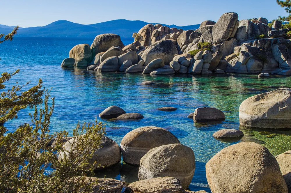 Sand Harbor Inlet at Lake Tahoe: A Serene Rocky Landscape